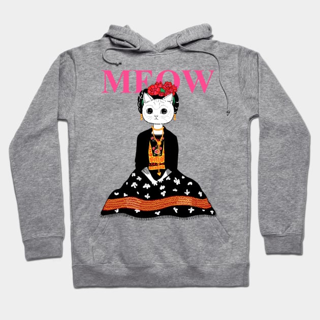 Funny Frida Cat Hoodie by SuperrSunday